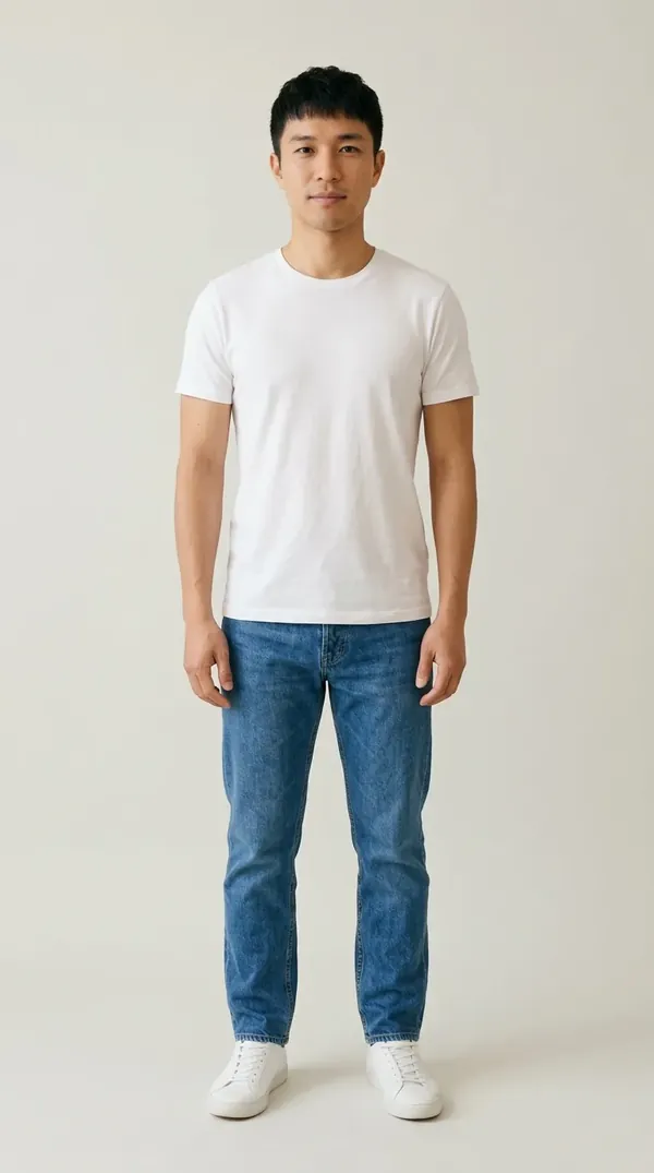 Kenji, modelo virtual da Veste Moda, em foto de estúdio