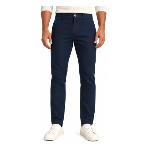 Calça de sarja slim azul-marinho
